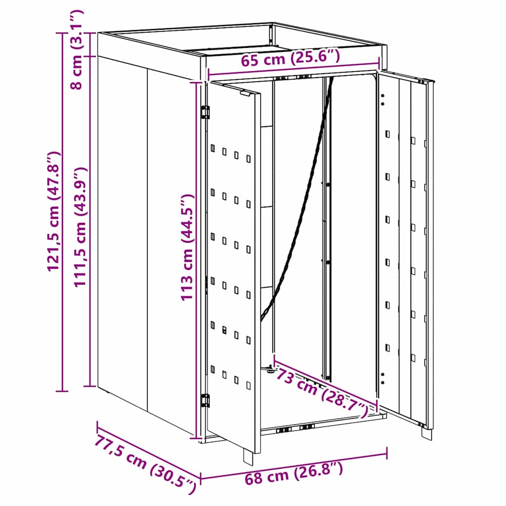 Wheelie Bin Storage with Planter Roof for Single 240L Bin Black