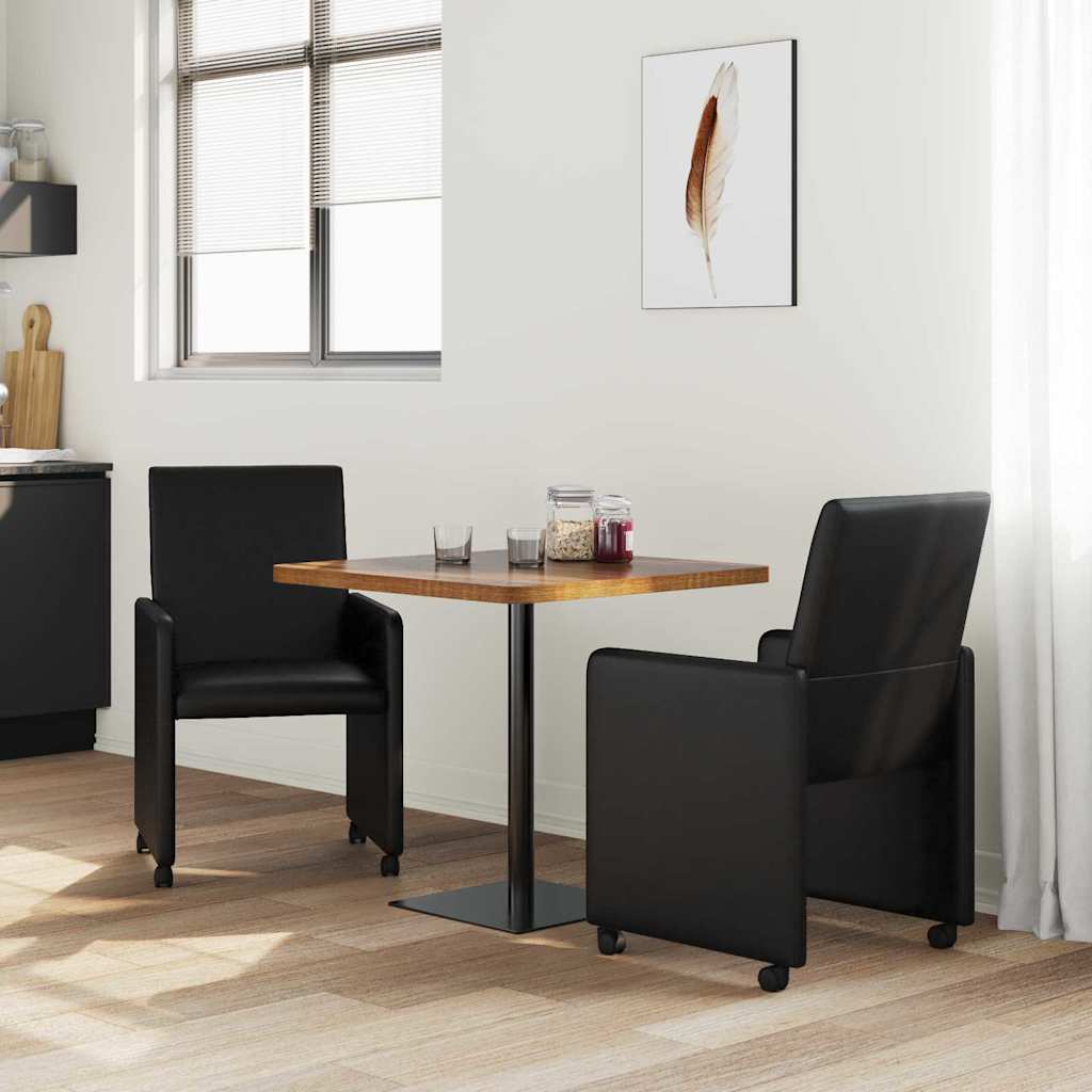 Dining Chairs with Wheels 2 pcs Black 57 x 66 x 94 cm