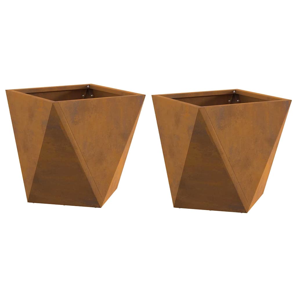 Planter 2 pcs Rusty 30 x 30 x 30 cm Weathering Steel