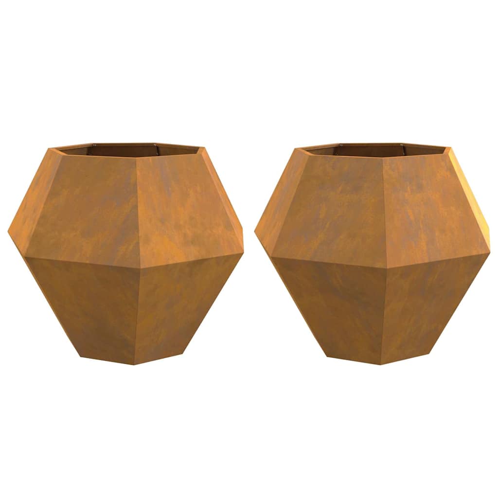 Planter 2 pcs Rusty 100 x 100 x 80 cm Weathering Steel