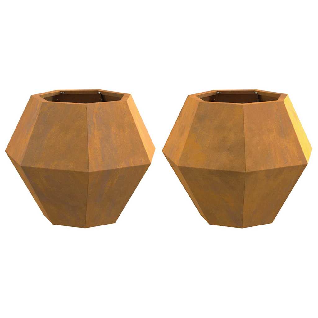 Planter 2 pcs Rusty 50 x 50 x 40 cm Weathering Steel
