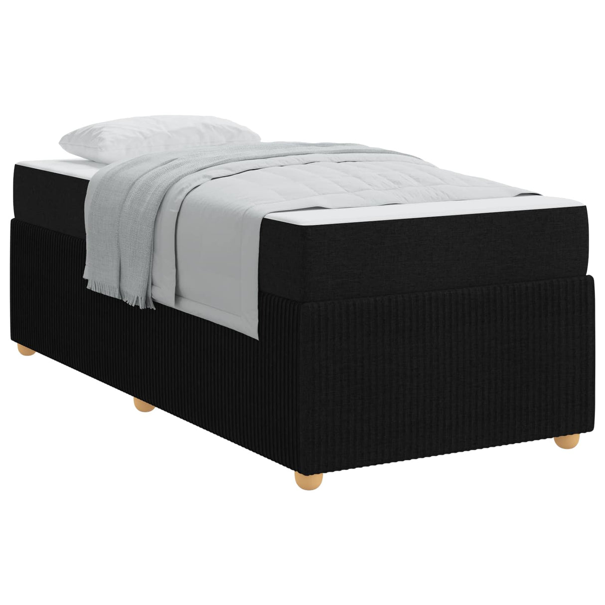 Bed Frame with Mattress Black 90 x 190 cm Fabric