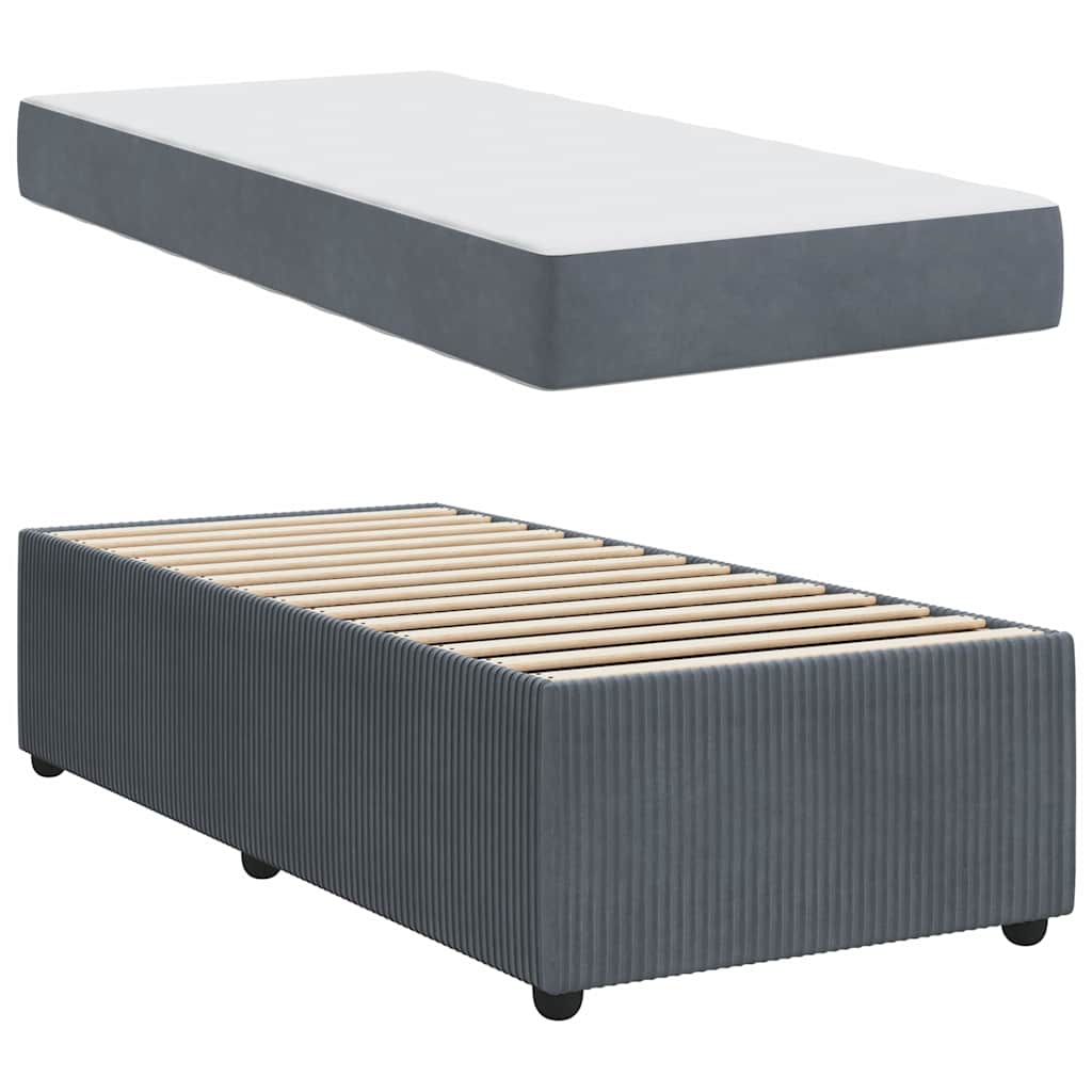 Bed Frame with Mattress Dark grey 90 x 190 cm Velvet