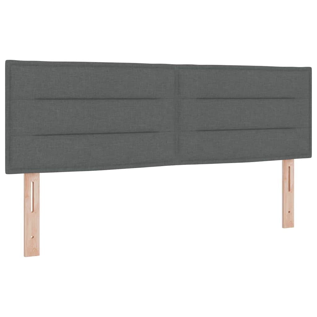 Box Spring Bed Dark Grey and White 137 x 187 cm Fabric