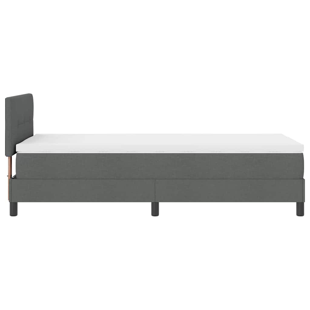 Box Spring Bed Dark Grey and White 107 x 203 cm Fabric