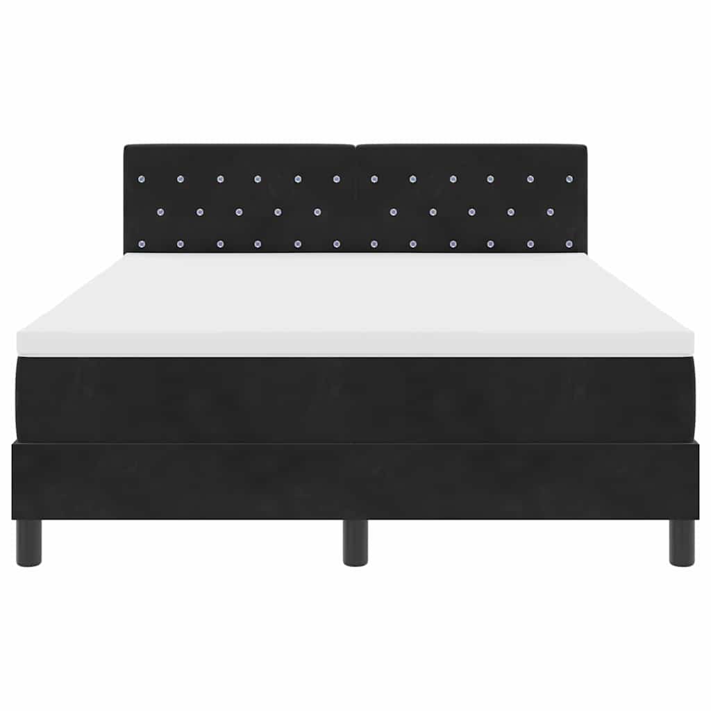 Box Spring Bed Black and White 137 x 187 cm Velvet