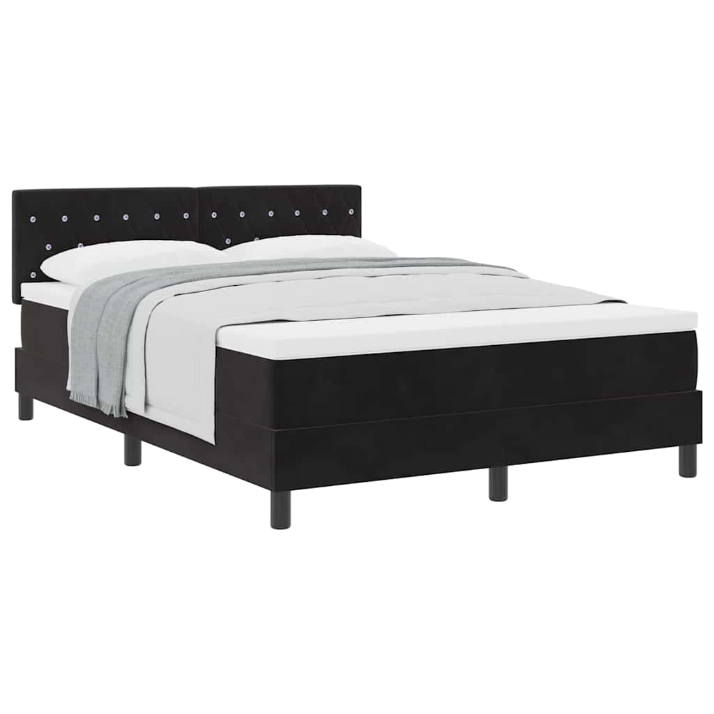 Box Spring Bed Black and White 137 x 187 cm Velvet