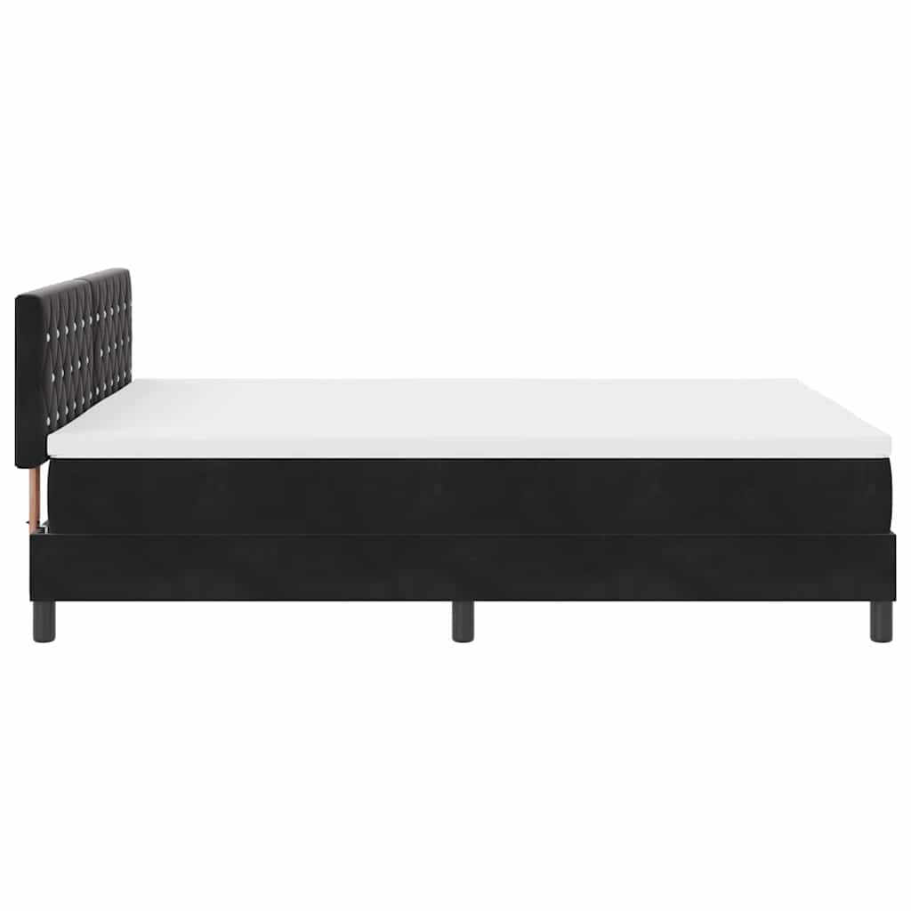 Box Spring Bed Black and White 137 x 187 cm Velvet