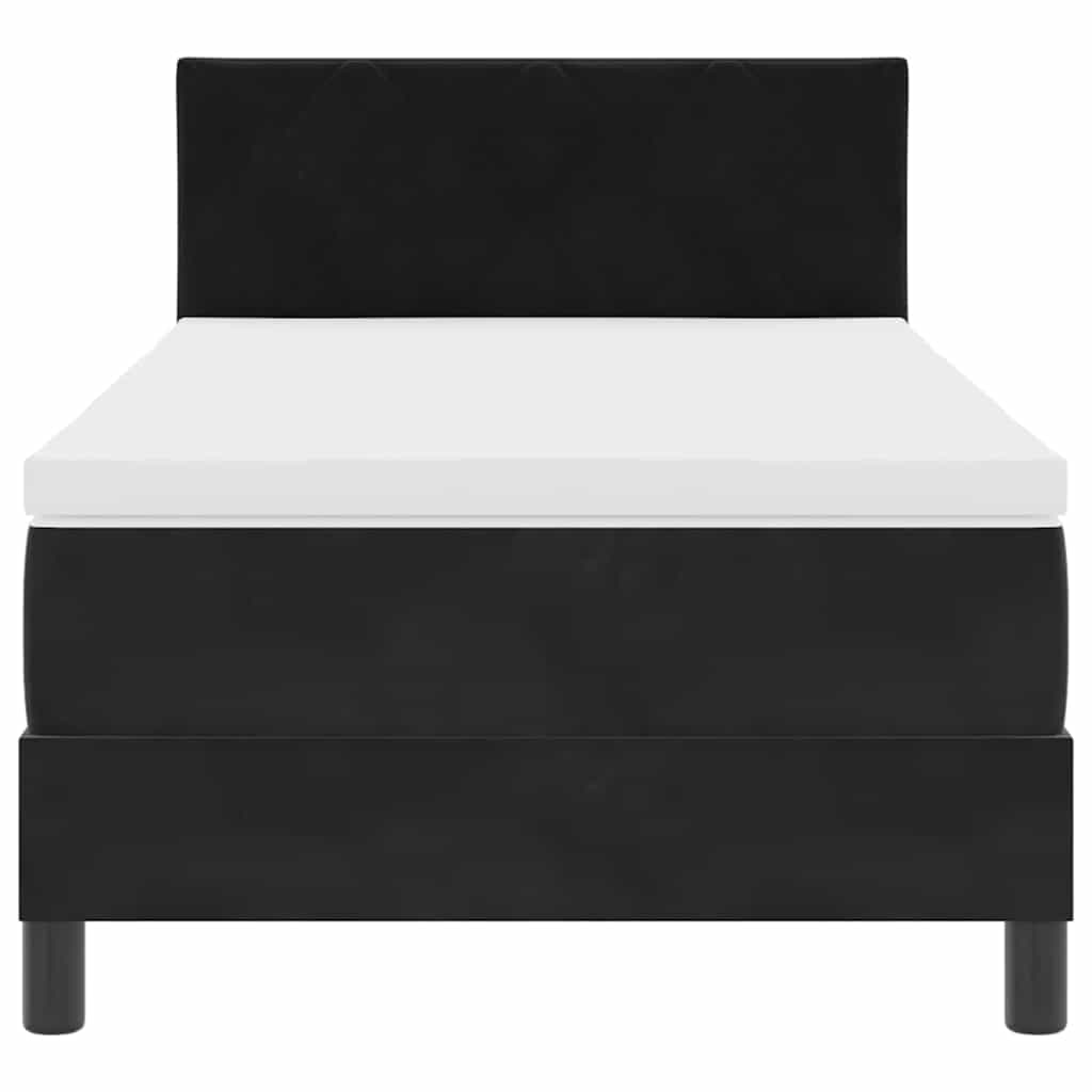 Box Spring Bed Black and White 107 x 203 cm Fabric