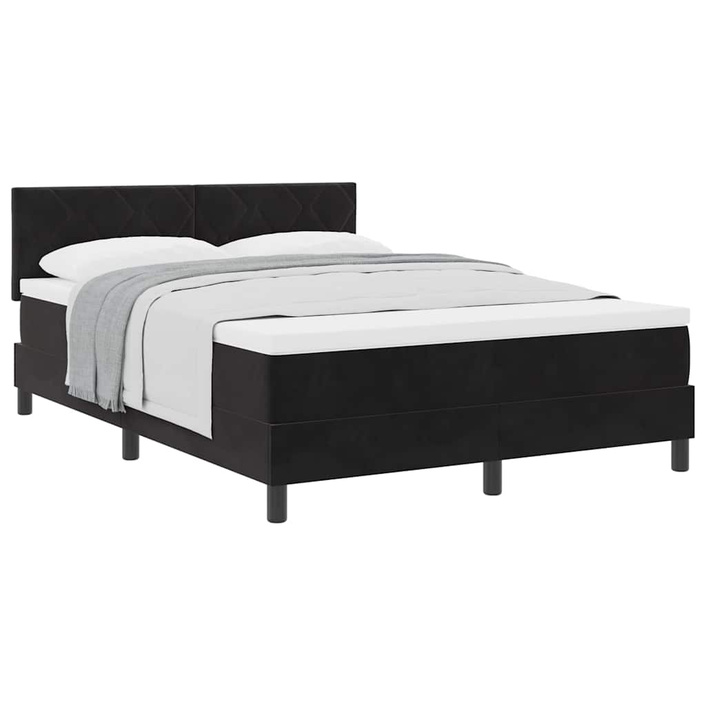 Box Spring Bed Black and White 137 x 187 cm Velvet