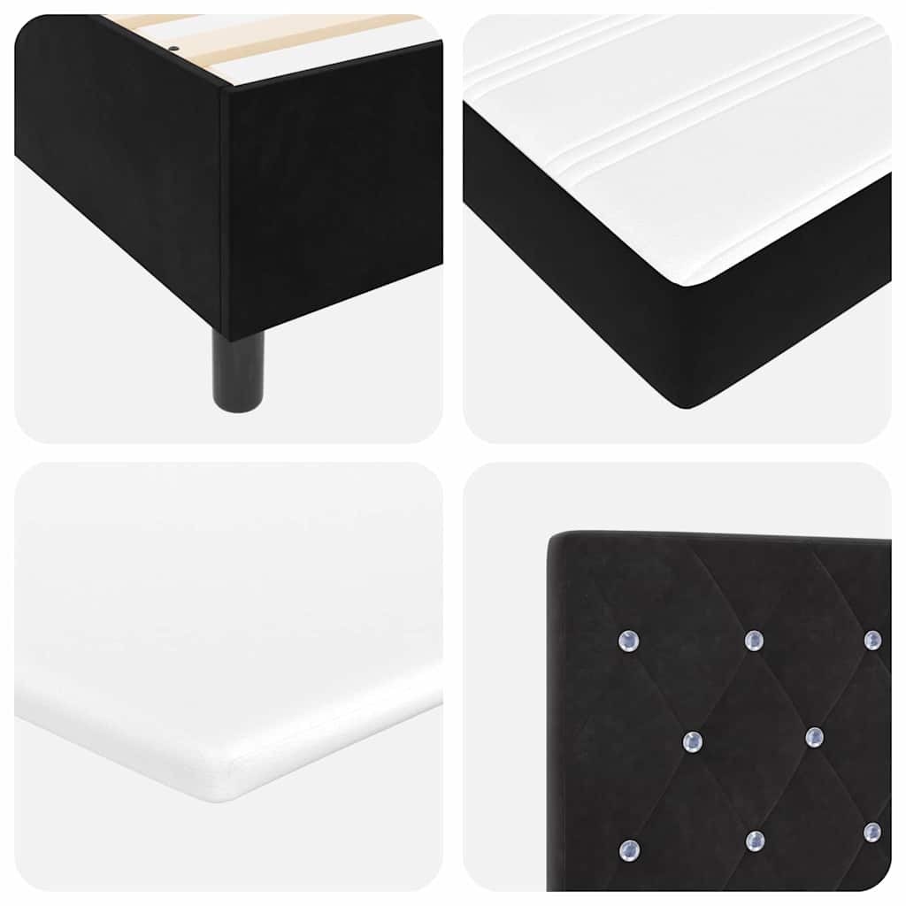 Box Spring Bed Black and White 137 x 187 cm Velvet