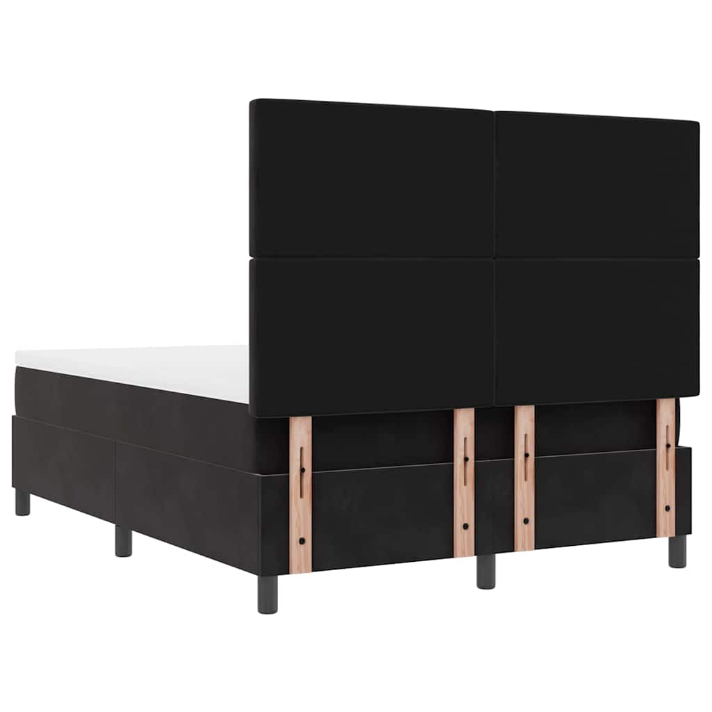 Box Spring Bed Black and White 137 x 187 cm Velvet
