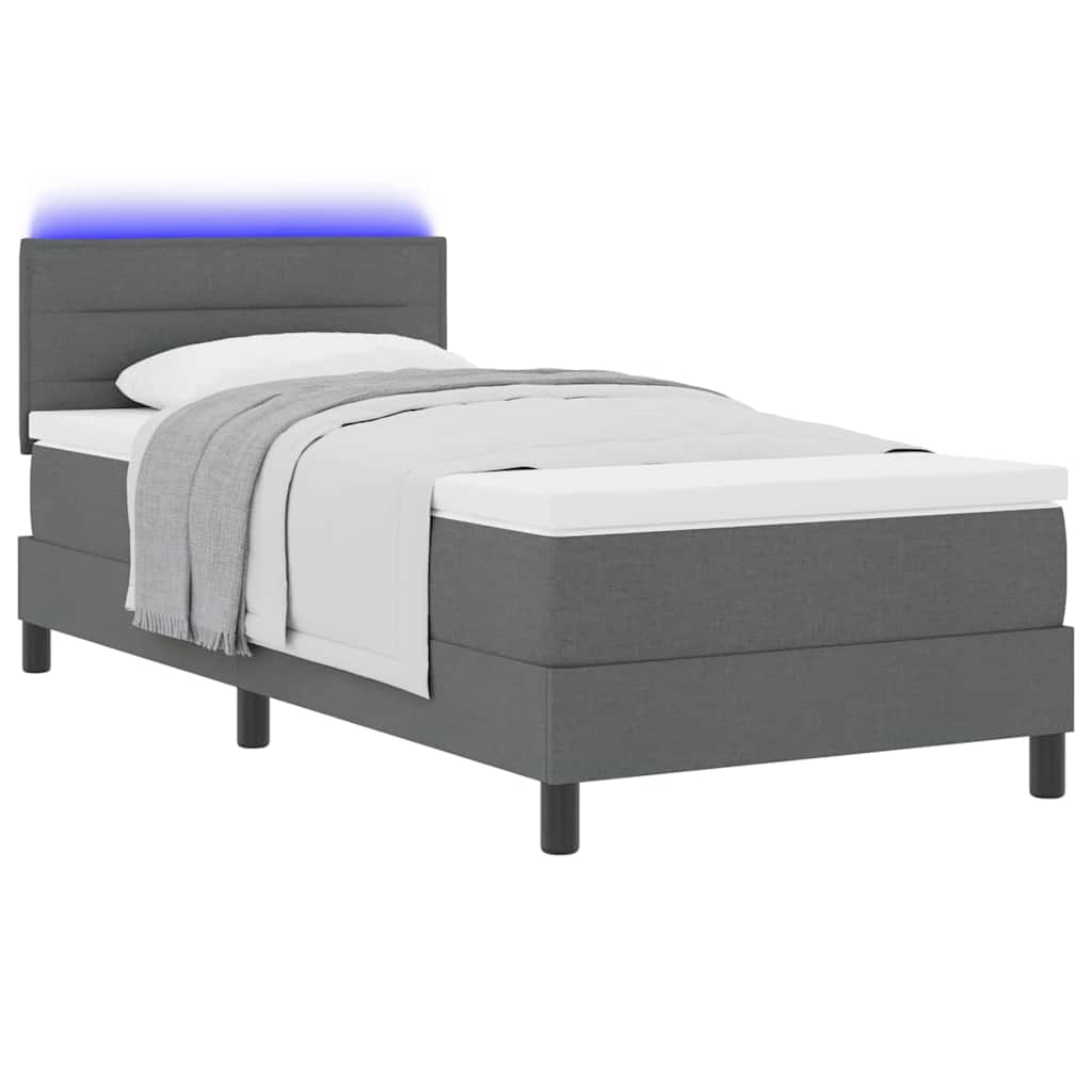 Box Spring Bed Dark Grey and White 107 x 203 cm Fabric