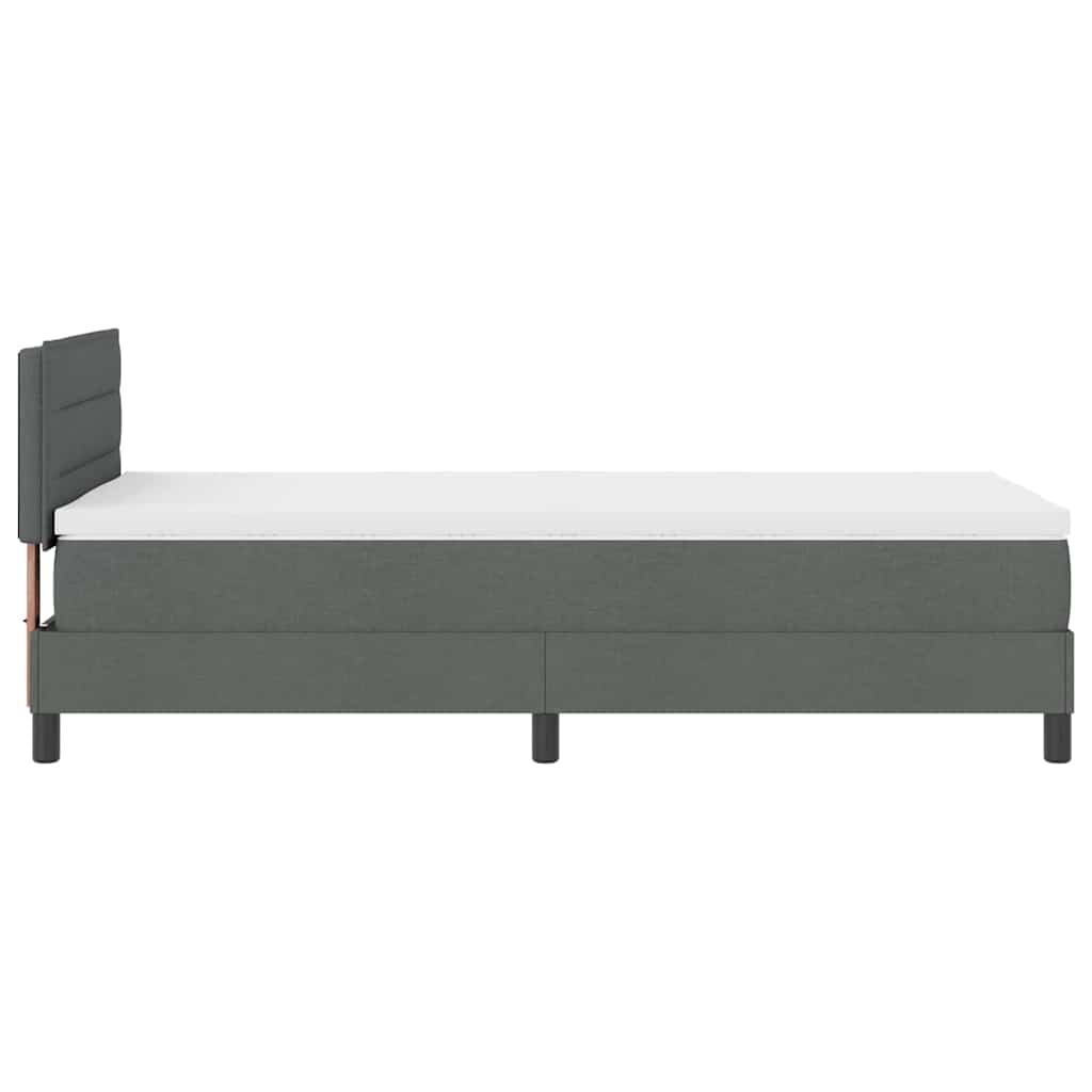 Box Spring Bed Dark Grey and White 107 x 203 cm Fabric
