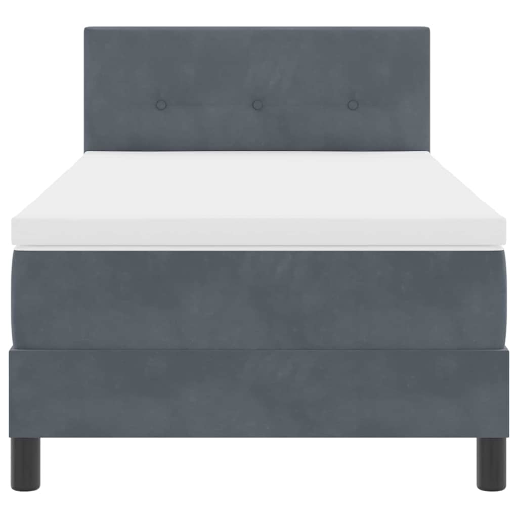 Box Spring Bed Dark Grey and White 107 x 203 cm Fabric
