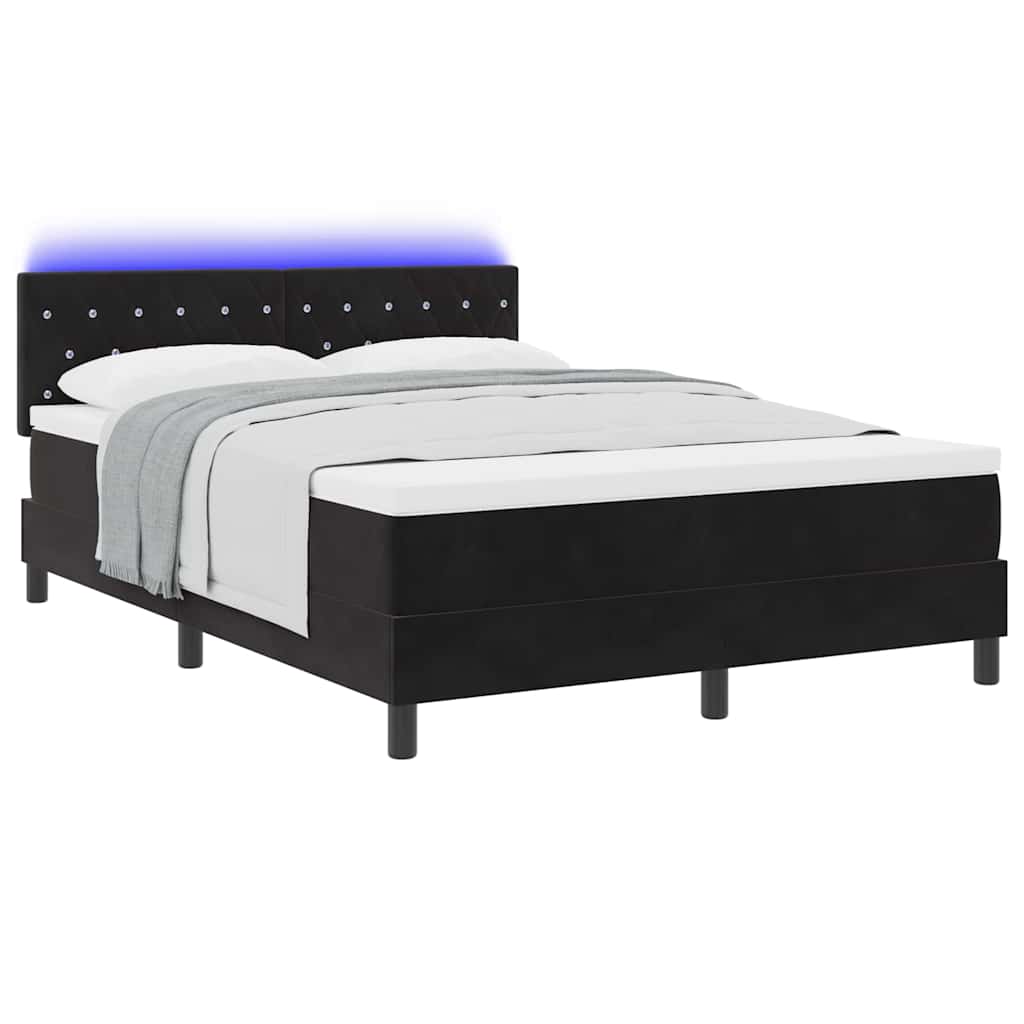 Box Spring Bed Black and White 137 x 187 cm Velvet