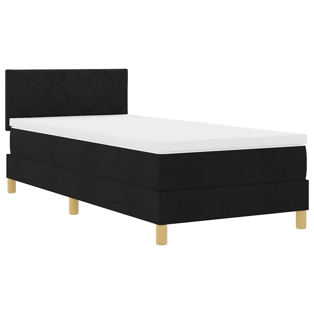 Box Spring Bed Black and White 107 x 203 cm Fabric