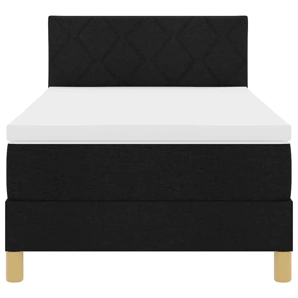 Box Spring Bed Black and White 107 x 203 cm Fabric