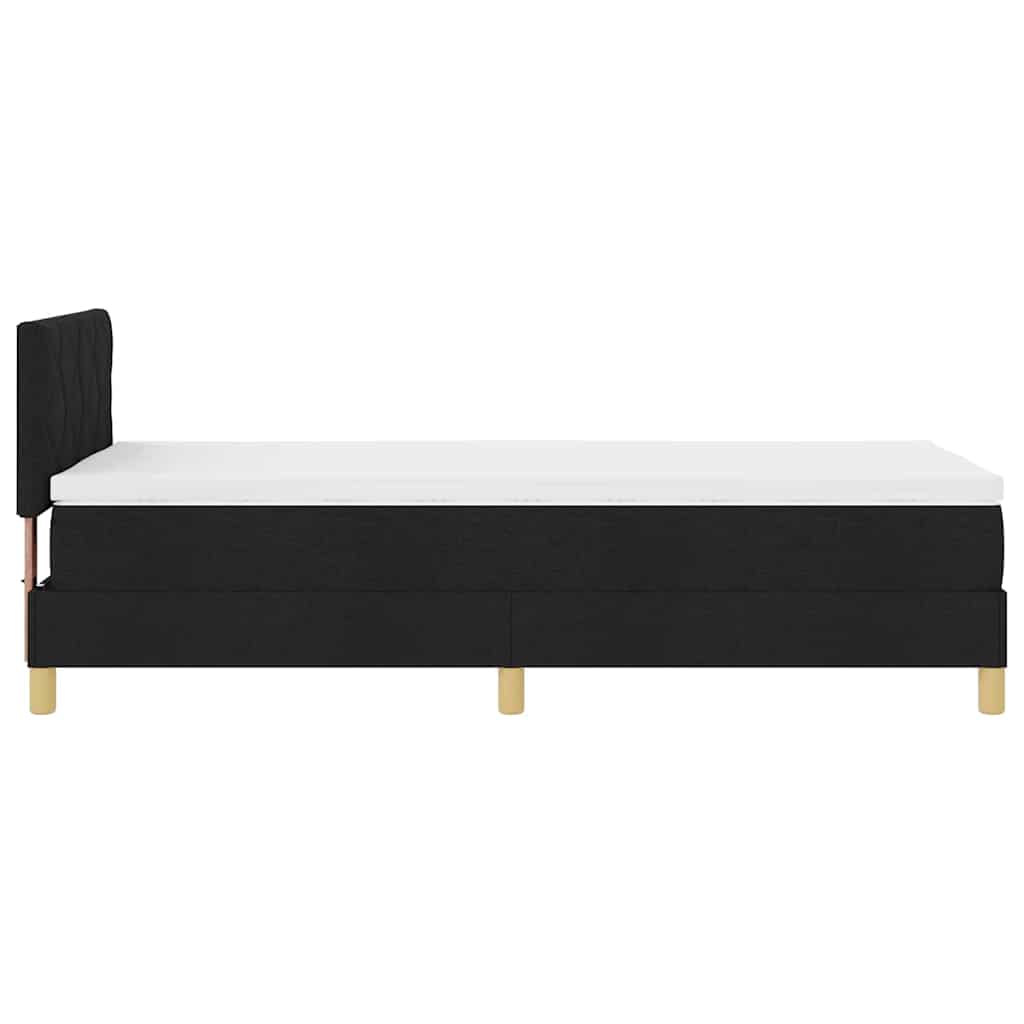 Box Spring Bed Black and White 107 x 203 cm Fabric