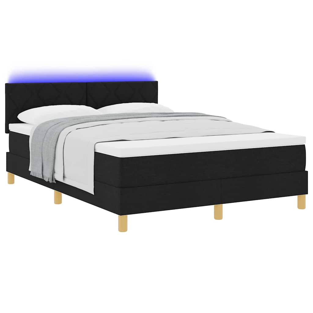 Box Spring Bed Black and White 137 x 187 cm Velvet
