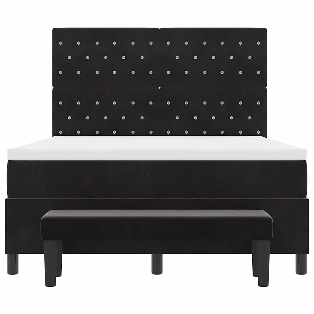 Box Spring Bed Geometric Black and White 203 x 152 x 128 cm