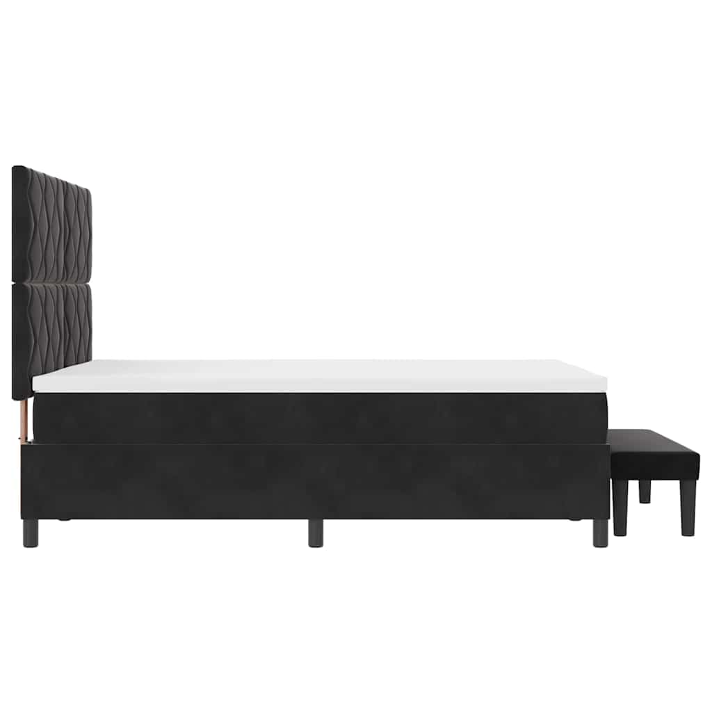 Box Spring Bed Black and White 137 x 187 cm Velvet
