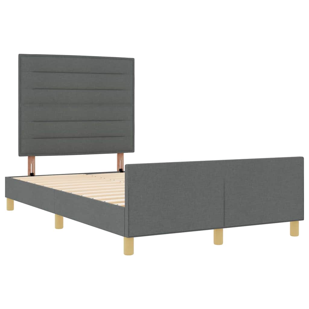 Bed Frame with Headboard Dark Grey 152 x 203 cm Fabric