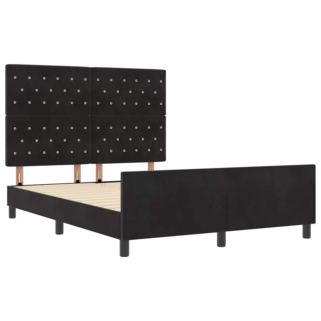 Bed Frame with Headboard Black 152 x 203 cm Velvet
