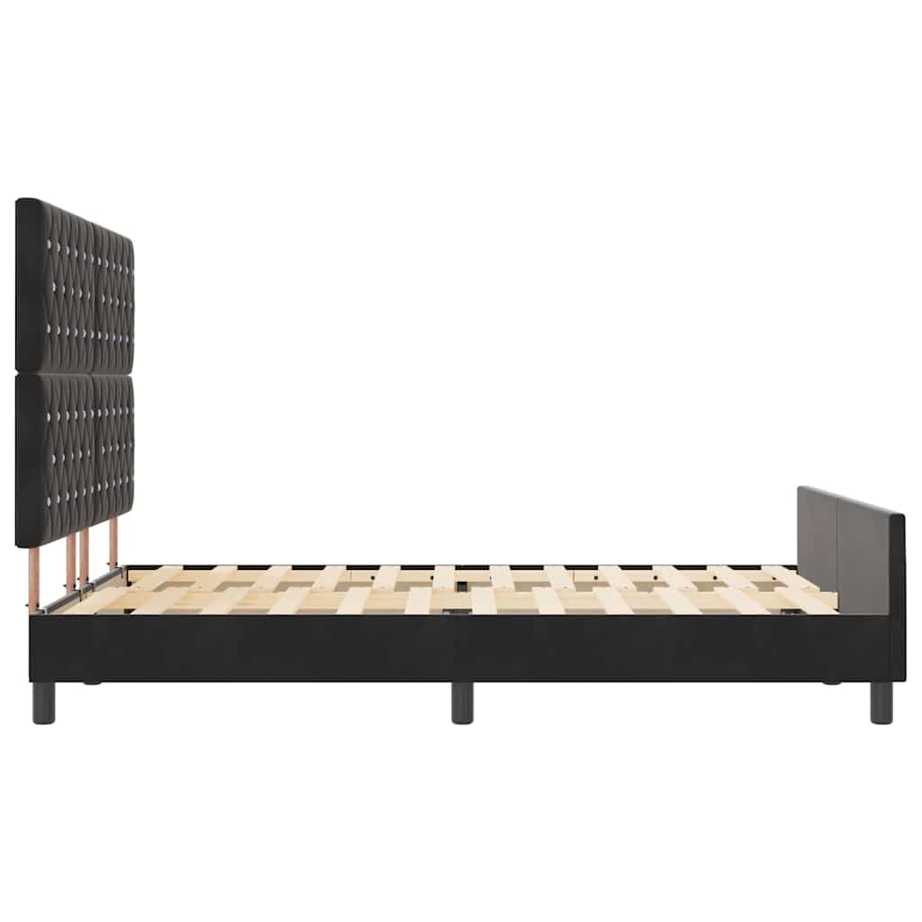 Bed Frame with Headboard Black 152 x 203 cm Velvet