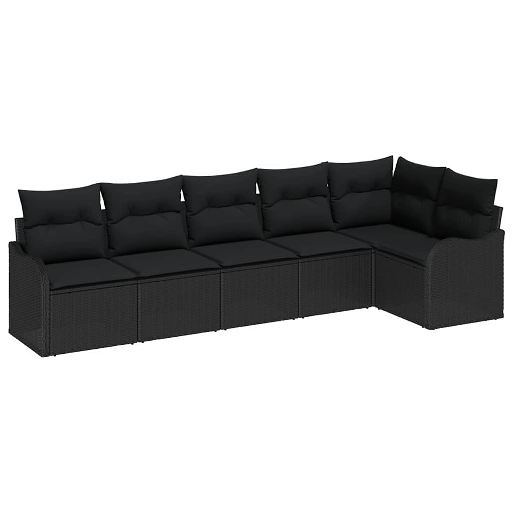 Garden Sofa Set with Storage 6 pcs Black Poly Rattan
