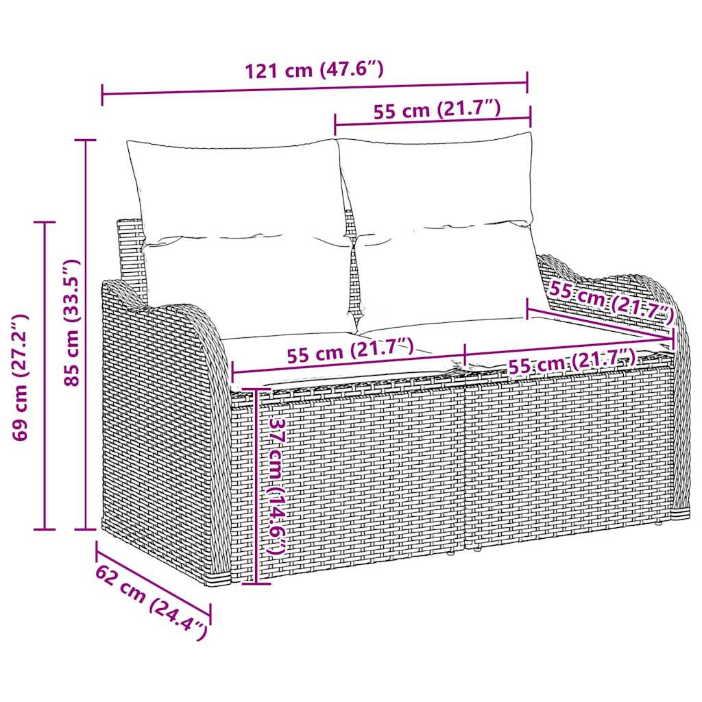 Garden Sofa Set with Storage 10 pcs Black Poly Rattan