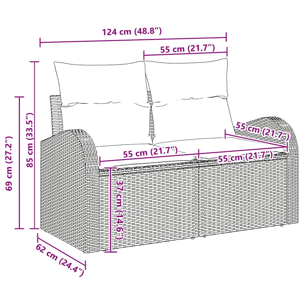 Garden Sofa Set 5 pcs 4-Seater Black Poly Rattan