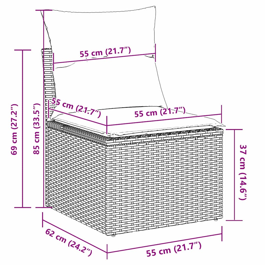 Garden Sofa Set 5 pcs 4-Seater Black Poly Rattan