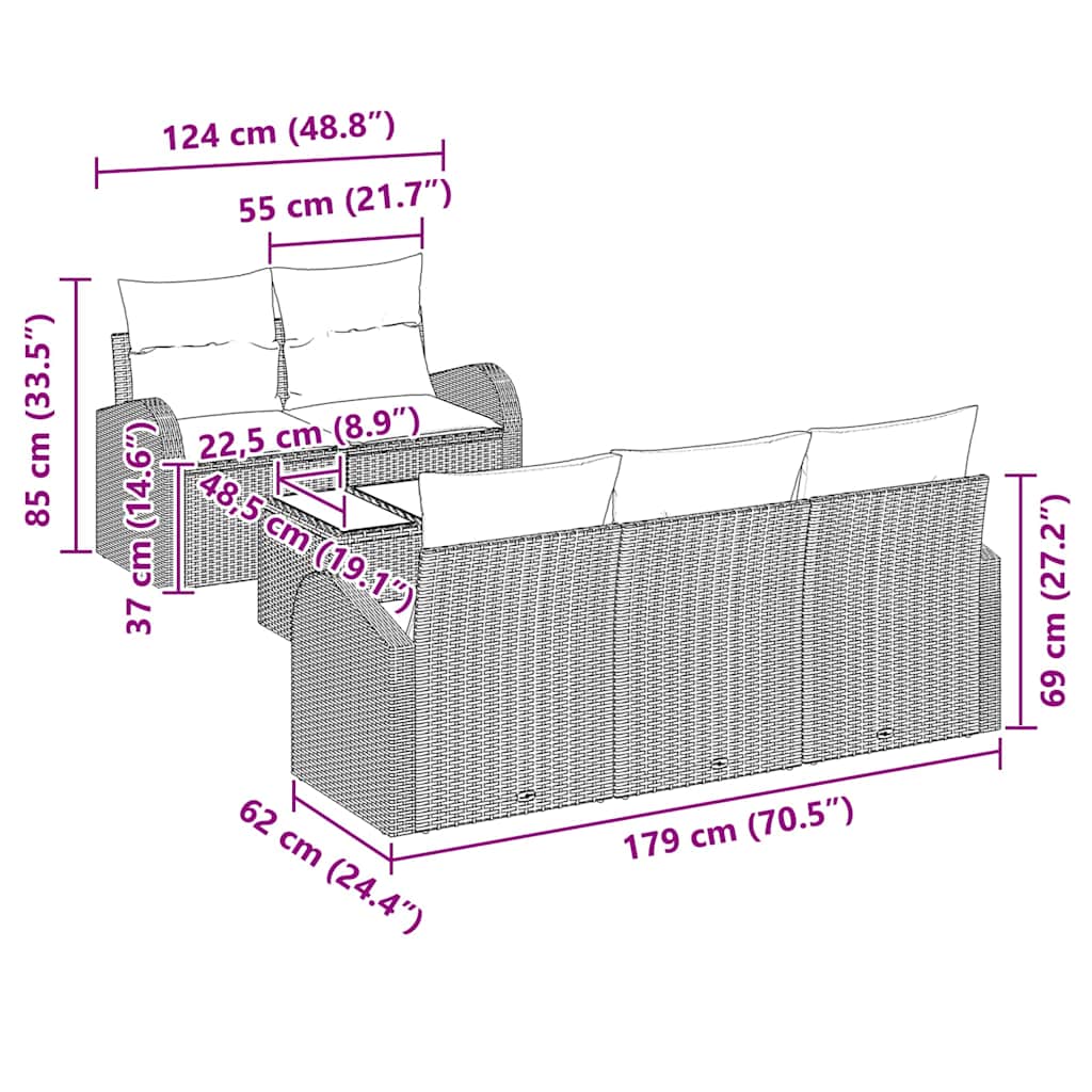 Garden Sofa Set with Storage 6 pcs Black Poly Rattan