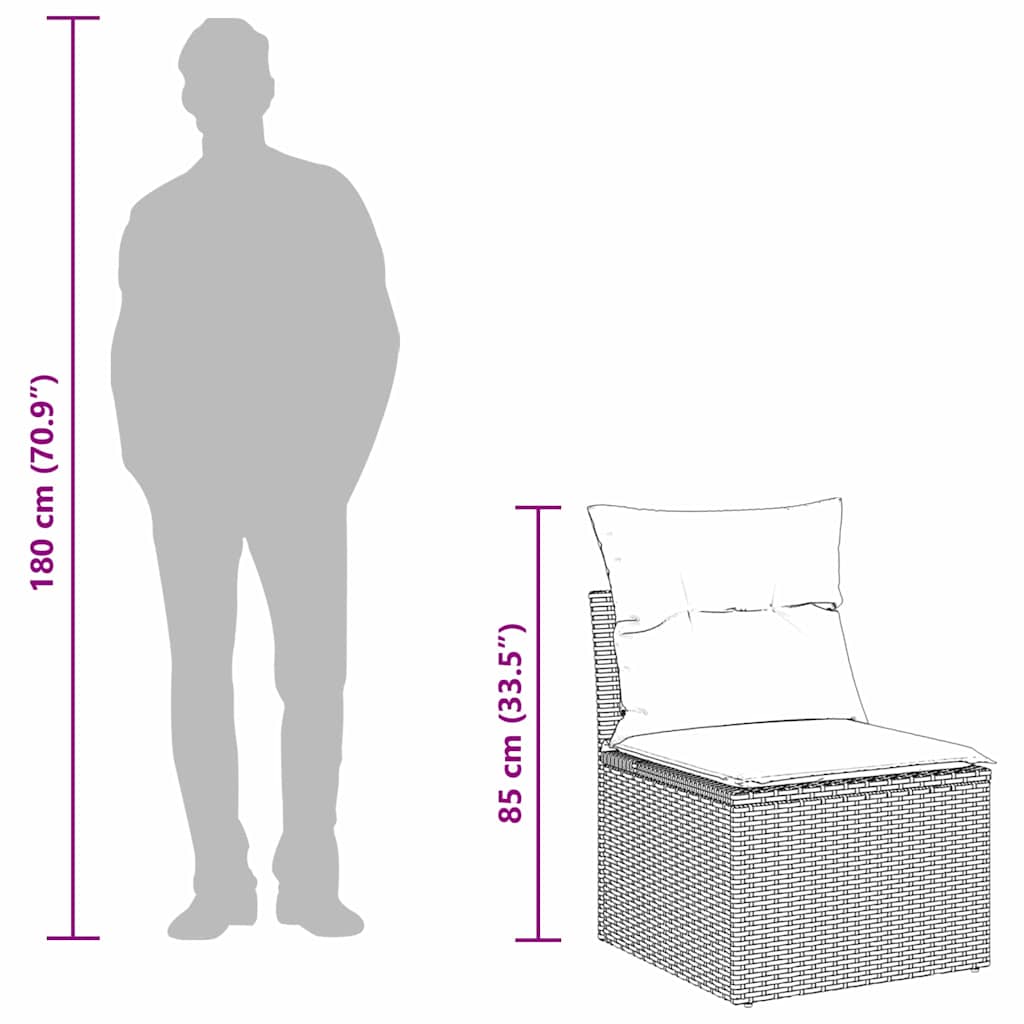 Garden Sofa Set Manual 8 pcs Grey Poly Rattan, Steel and Glass