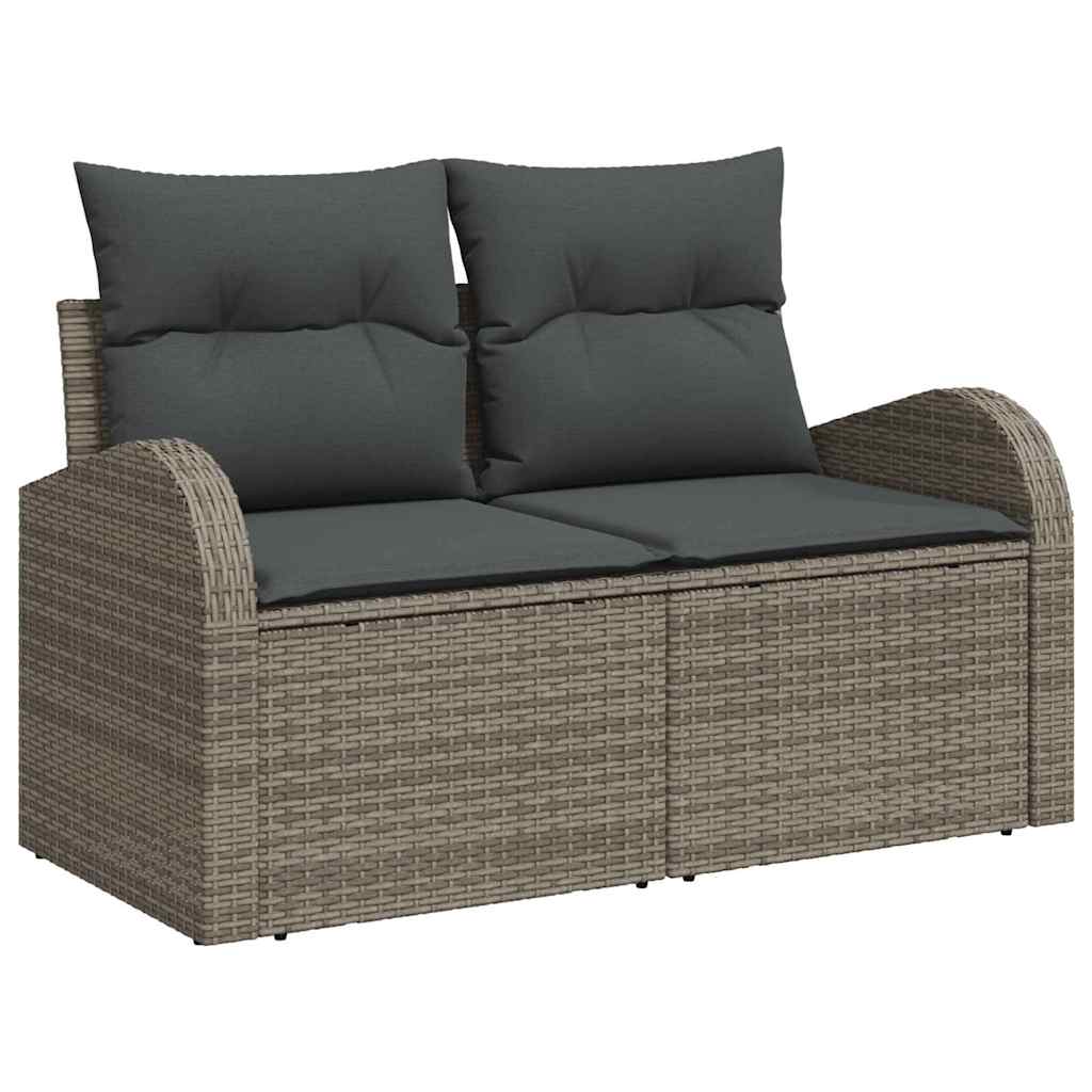 Garden Sofa Set with Cushion 10 pcs Grey Poly Rattan