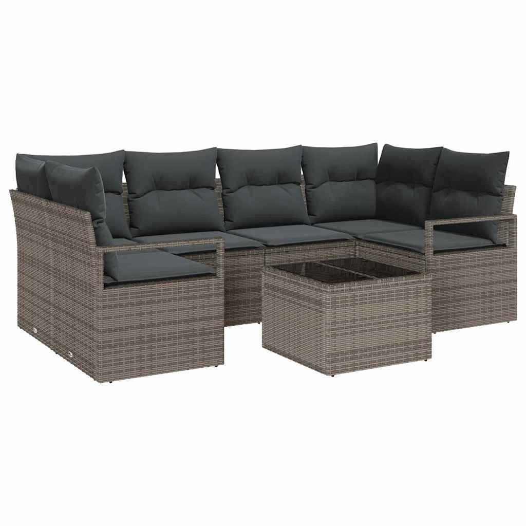 Garden Sofa Set Manual 7 pcs Grey Poly Rattan, Steel and Glass