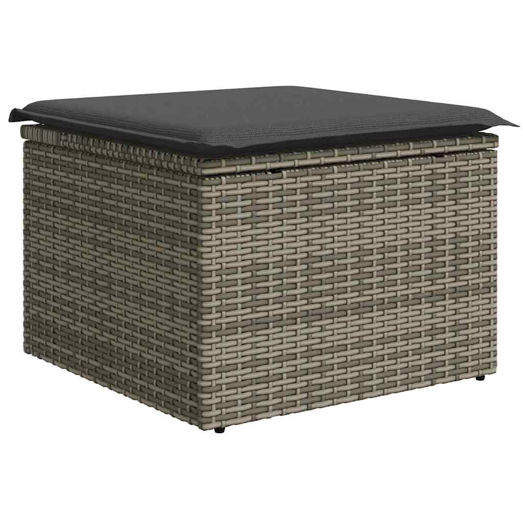 Sofa Set with Cushion with Storage 4 pcs Grey Poly Rattan