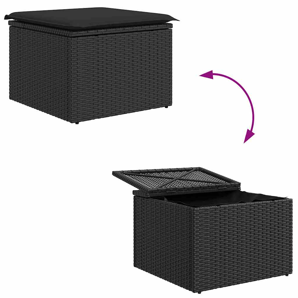 Sofa Set with Cushion with Storage 5 pcs Black Poly Rattan