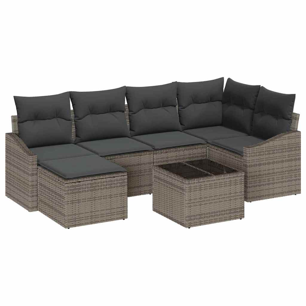 Garden Dining Set with Cushion with Storage 7 pcs Light Grey