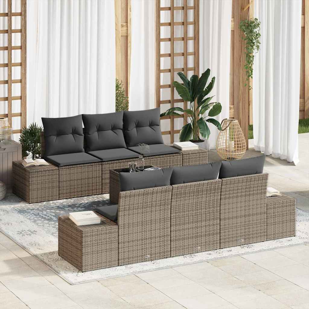 Garden Sofa Set with Cushion 8 pcs Grey Poly Rattan