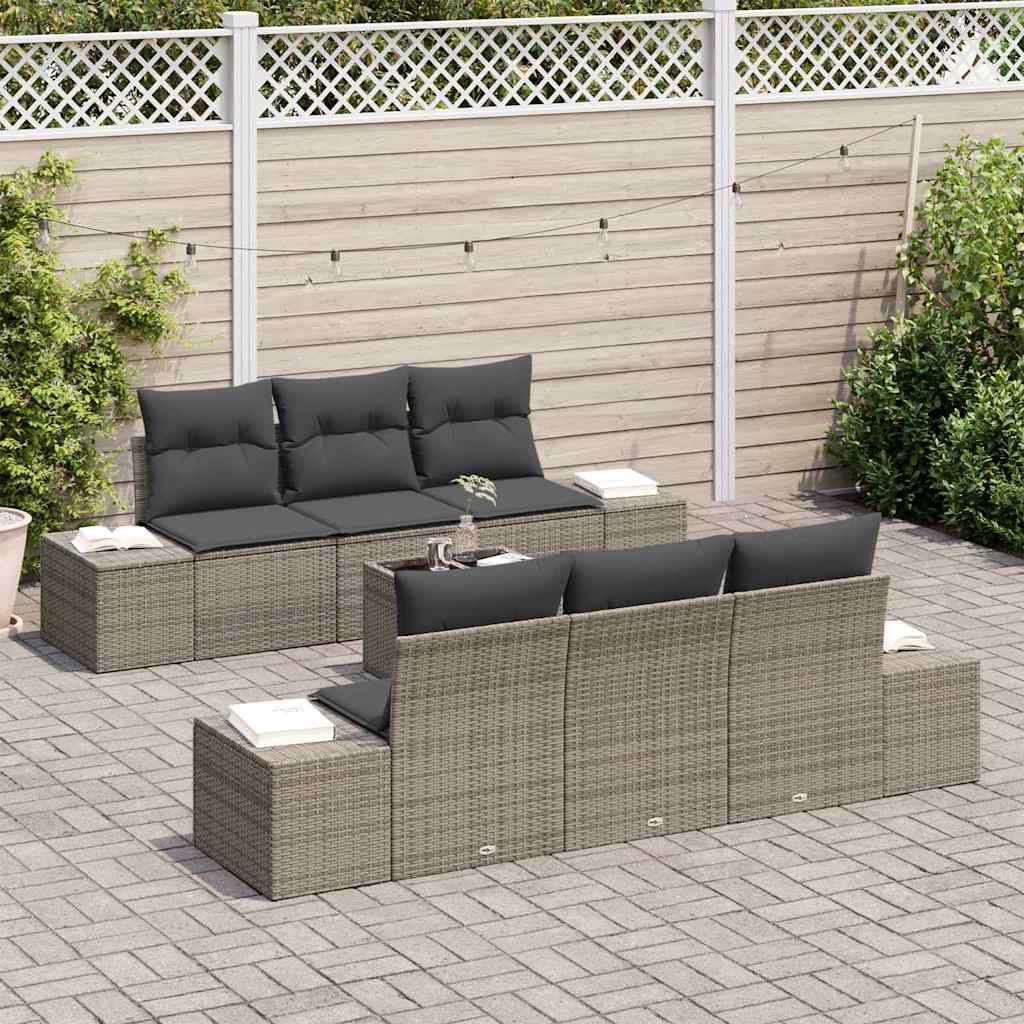 Garden Sofa Set with Cushion 8 pcs Grey Poly Rattan