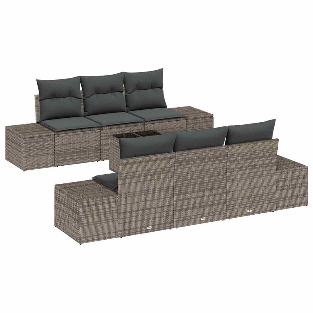 Garden Sofa Set with Cushion 8 pcs Grey Poly Rattan