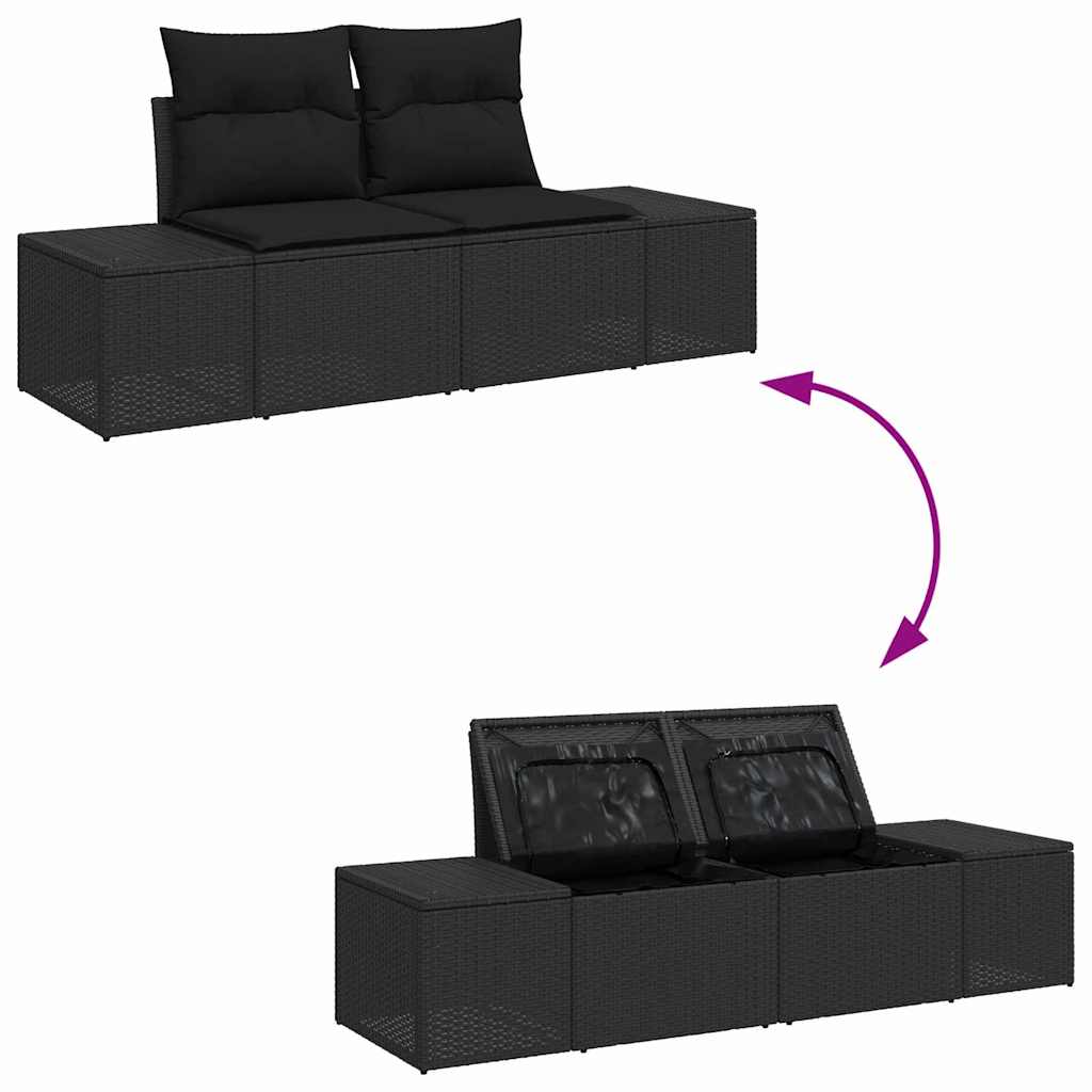 Garden Sofa Set with Cushion 8 pcs Black Poly Rattan