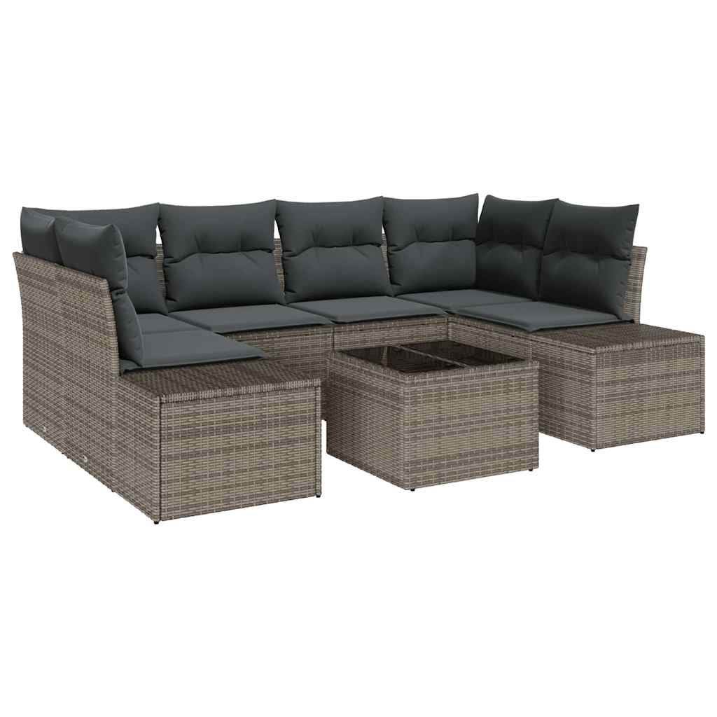Garden Sofa Set with Cushion 8 pcs Grey Poly Rattan