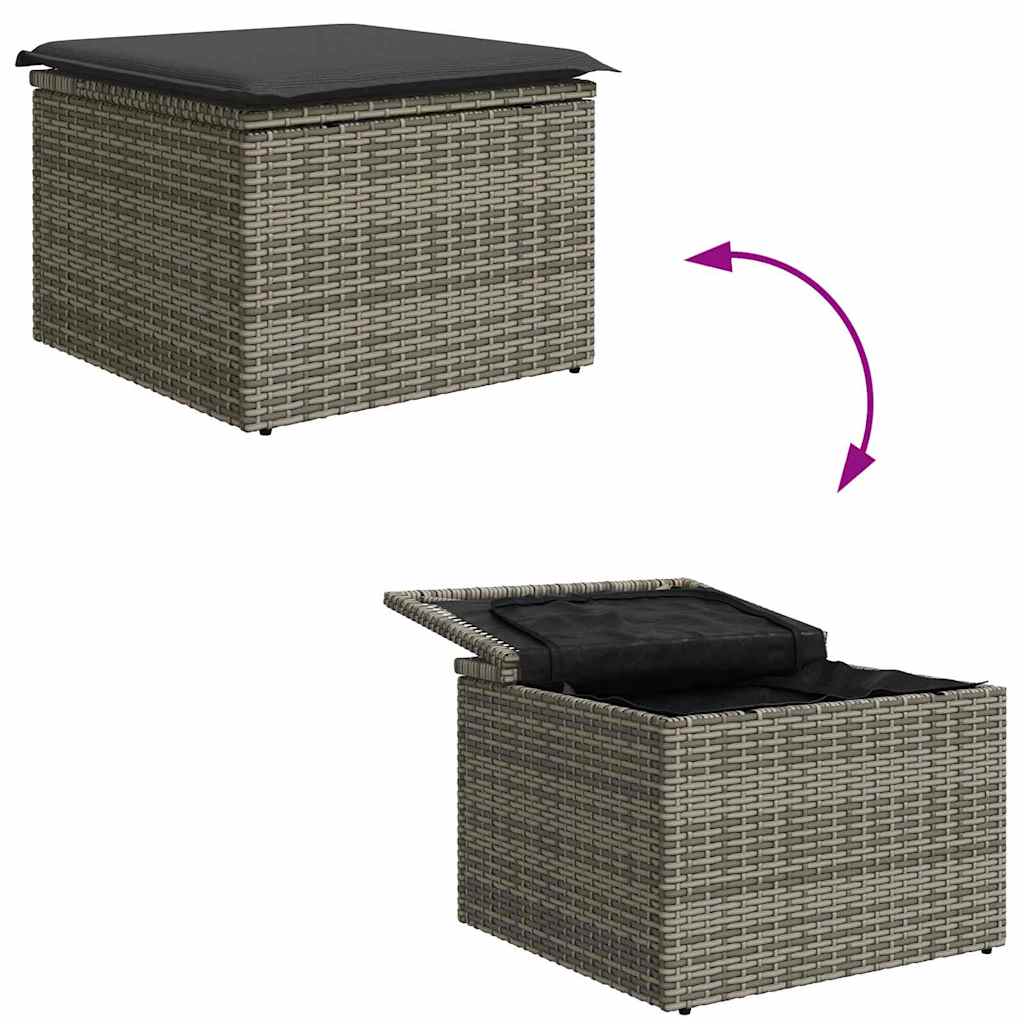 Garden Sofa Set with Cushion 5 pcs Grey Poly Rattan