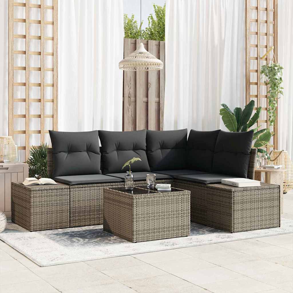 Garden Sofa Set with Cushion with Storage 5 pcs Light Grey
