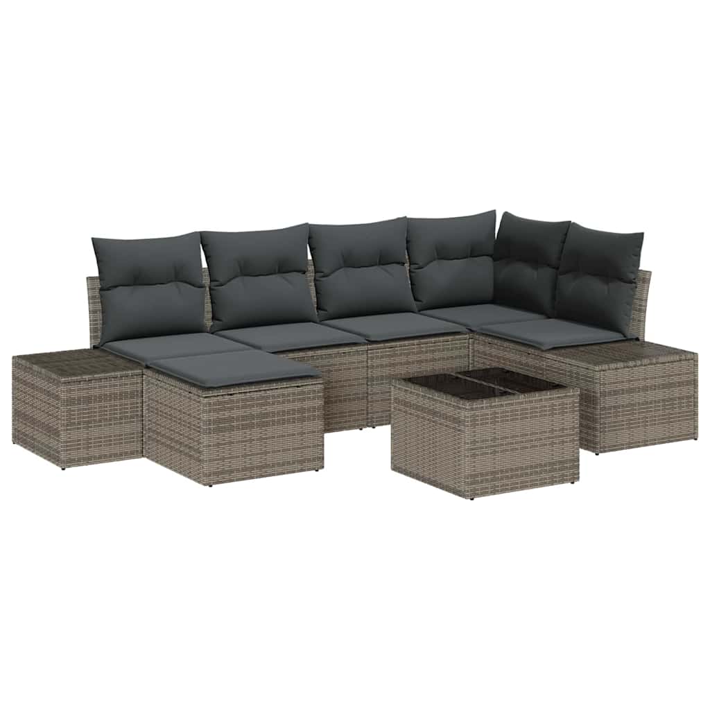 Garden Sofa Set with Cushion 6 pcs Grey Poly Rattan