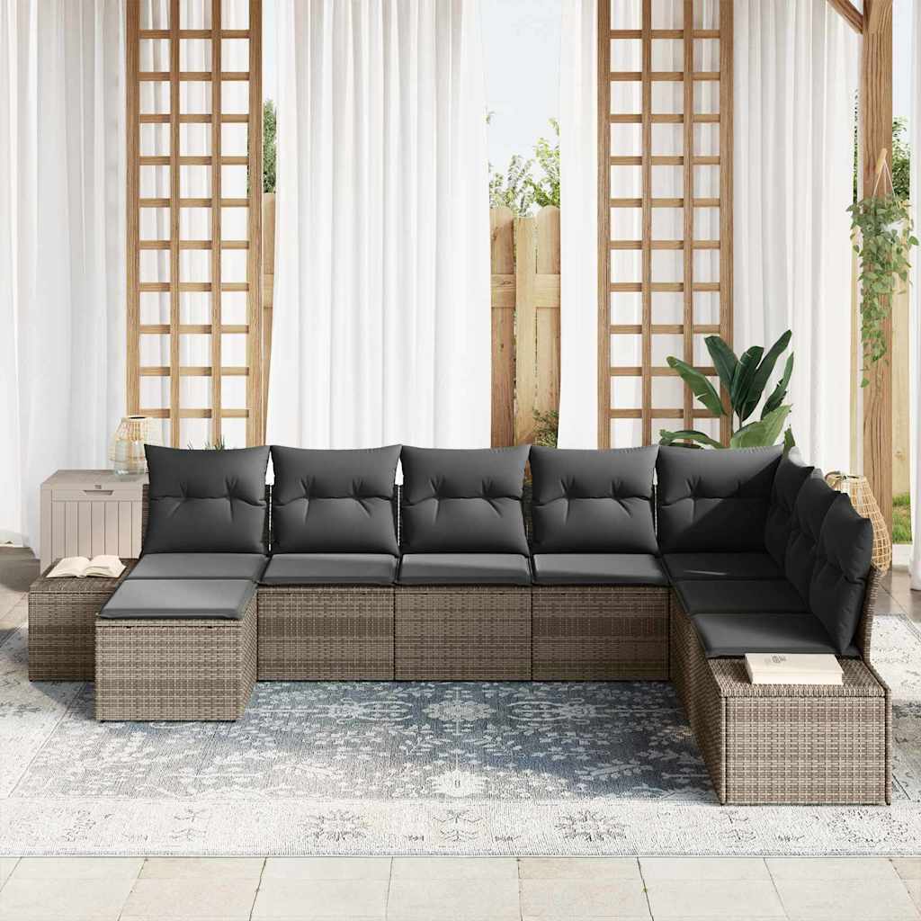 Garden Sofa Set with Cushion 8 pcs Grey Poly Rattan