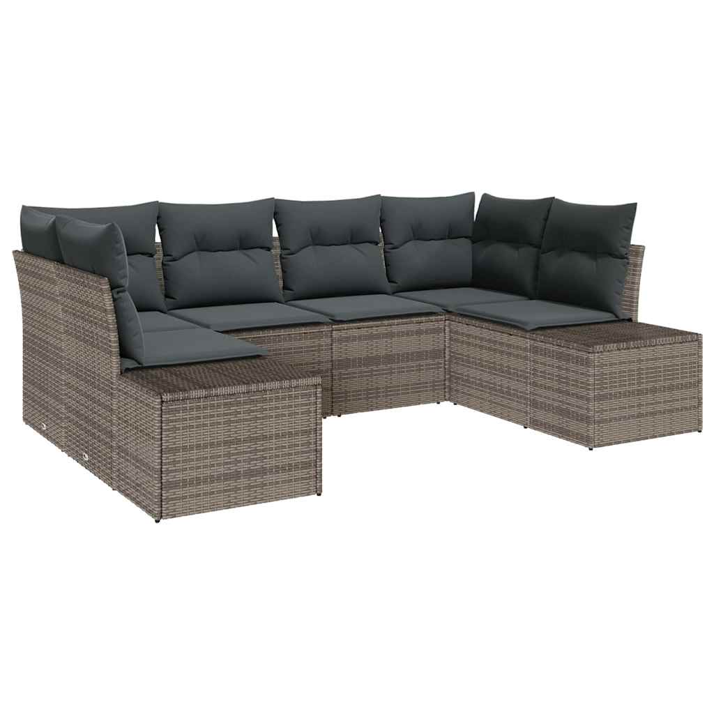 Garden Sofa Set with Cushion 6 pcs Grey Poly rattan